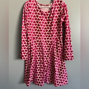 Children’s Place Hearts Valentine’s Girls Long Sleeve Dress size 7/8 Pink Red